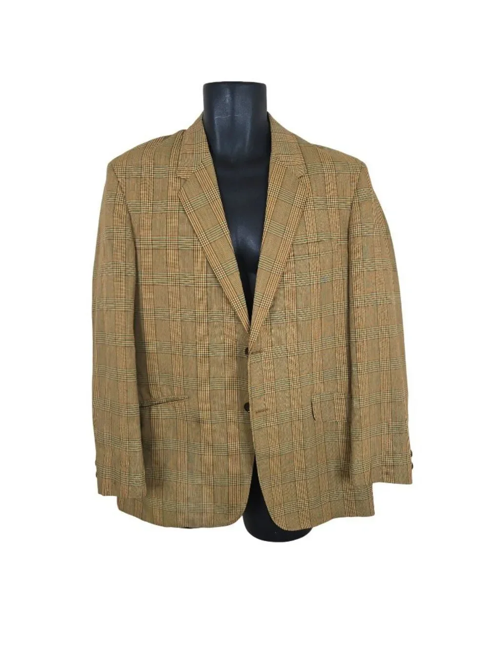 Vintage 70s Towncraft Polyester Blazer Sports Coat Plaid Yellow Mens M